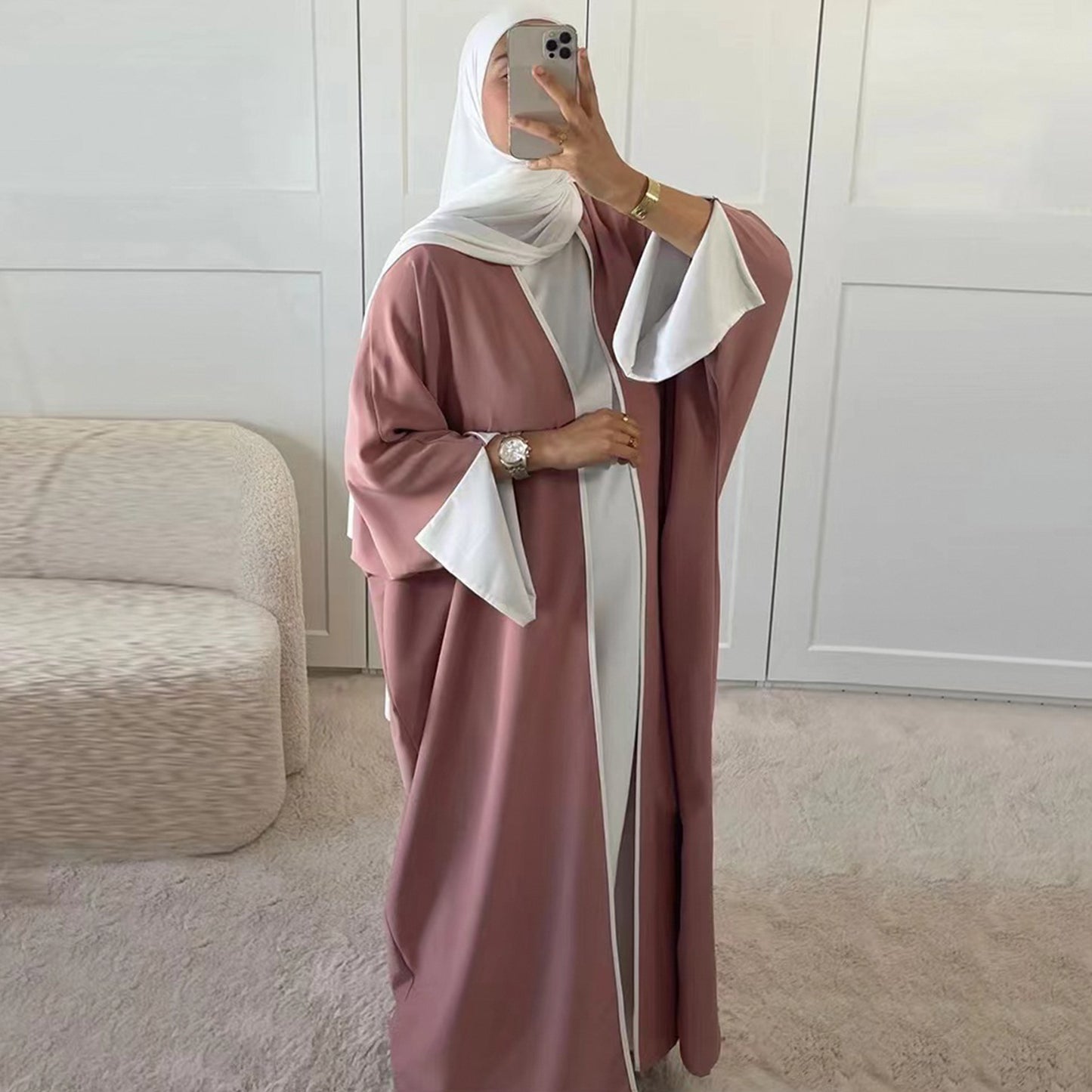 Robe Cardigan Contrastée