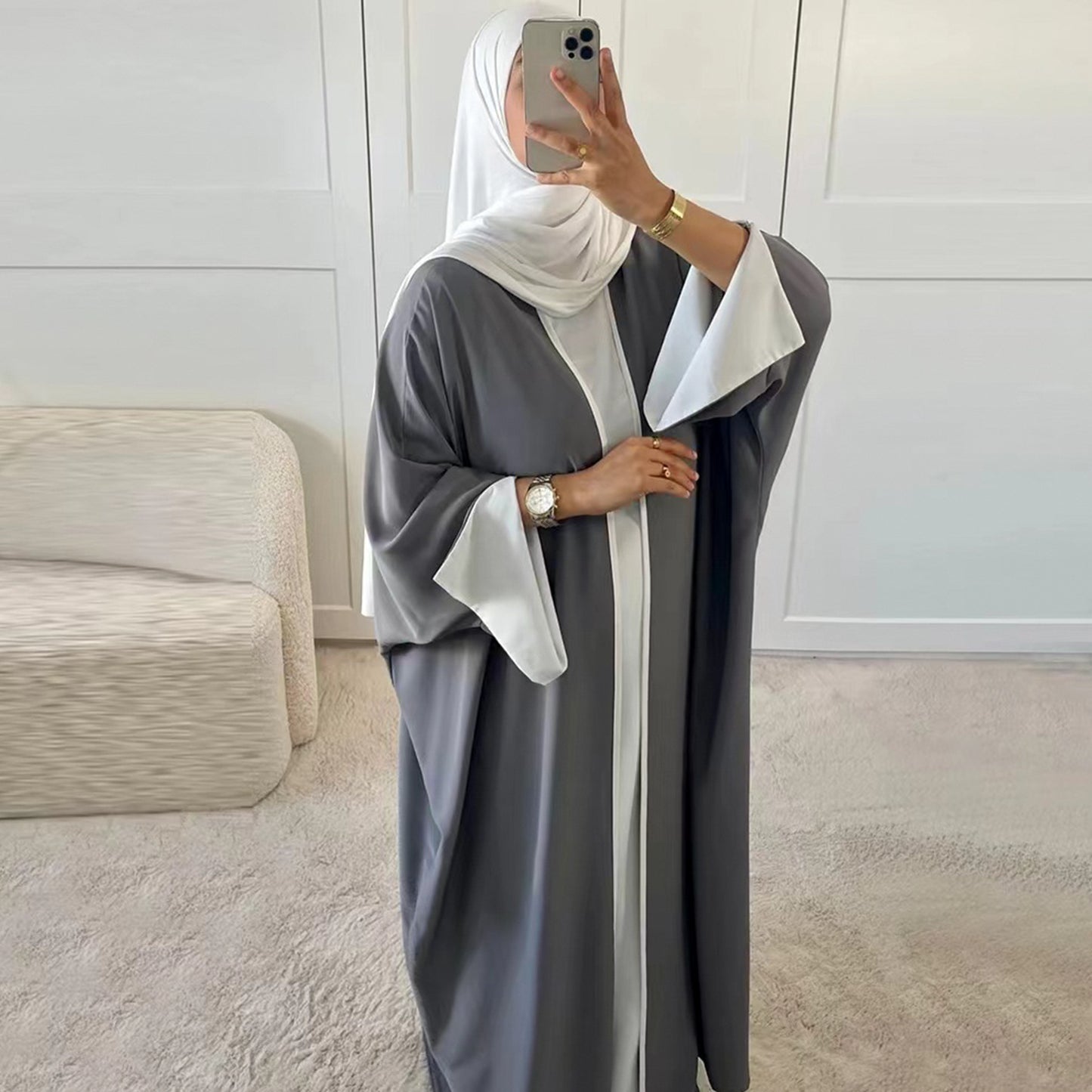 Robe Cardigan Contrastée