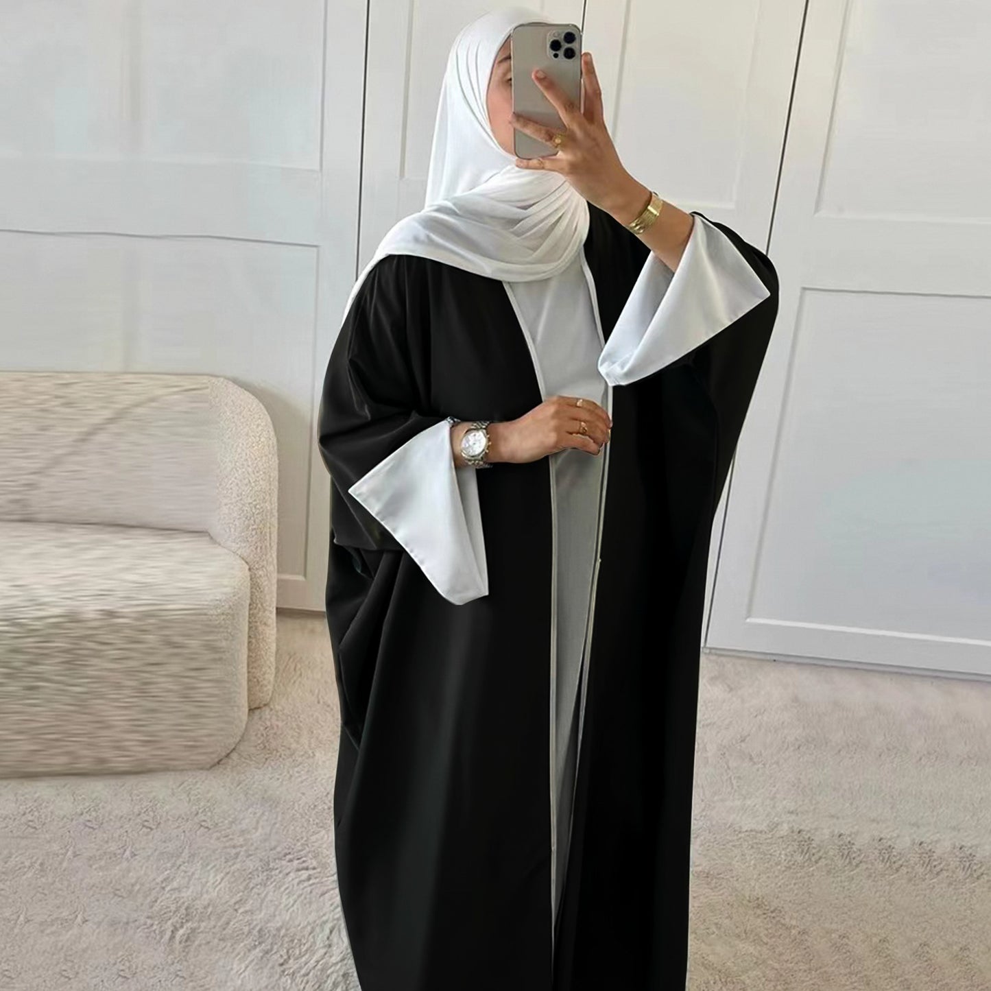 Robe Cardigan Contrastée